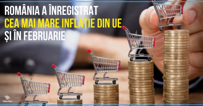 România a înregistrat cea mai mare inflație din UE și în februarie