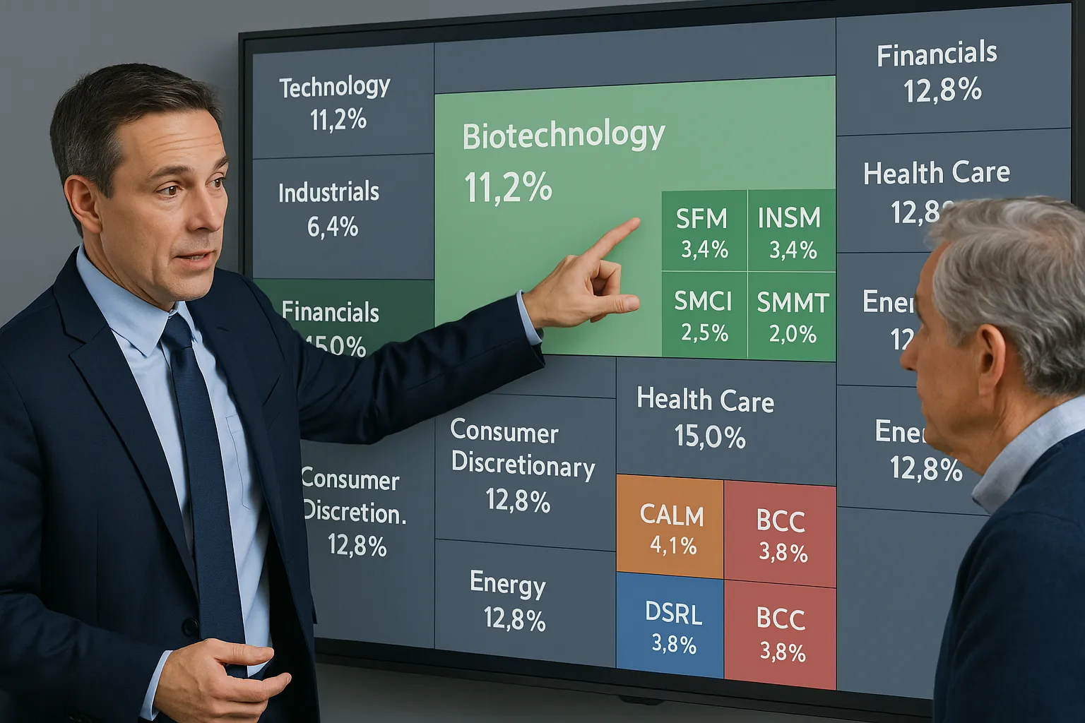 Compoziția indicelui Russell 2000 pe sectoare și companii